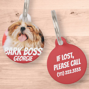 Bark Boss Pet Dog Photo Modern Cool Simple Pet Tag
