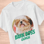 Bark Boss Pet Dog Photo Modern Cool Simple T-Shirt<br><div class="desc">Design is simple with a simple colour background and sans serif typography for a superhero look.</div>