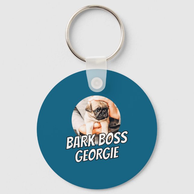 Bark Boss Pet Dog Photo Modern Simple Cool  Key Ring (Front)