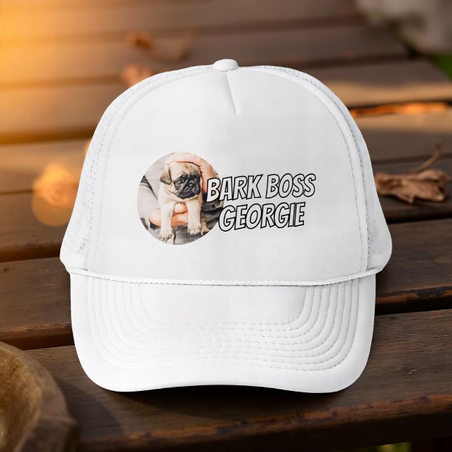 Bark Boss Pet Dog Photo Modern Simple Cool Trucker Hat (Creator Uploaded)