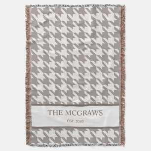 Bark + Brown Houndstooth New Couple Woven Throw Blanket