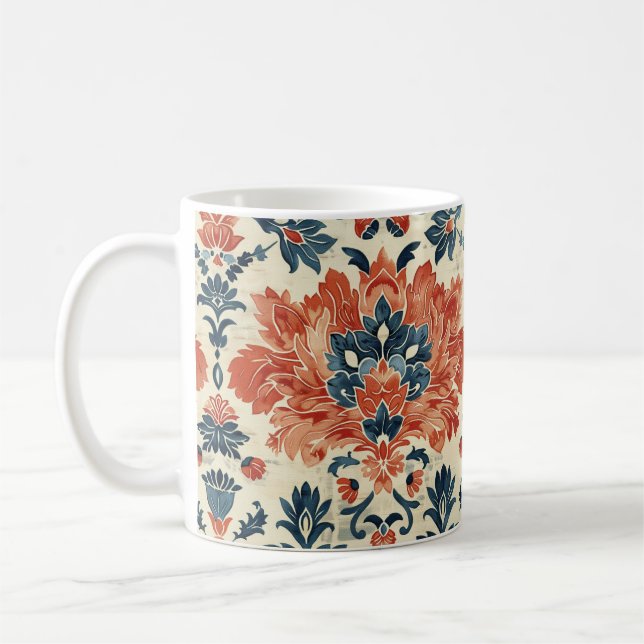 Bark Cloth Textile Pattern on White Coffee Mug (Left)