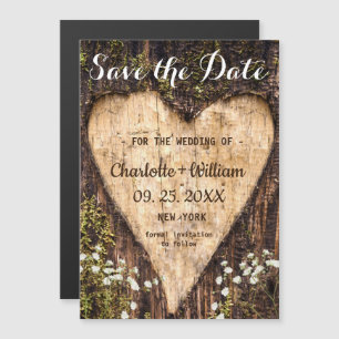 Bark Heart Wedding Save The Date Magnetic Card