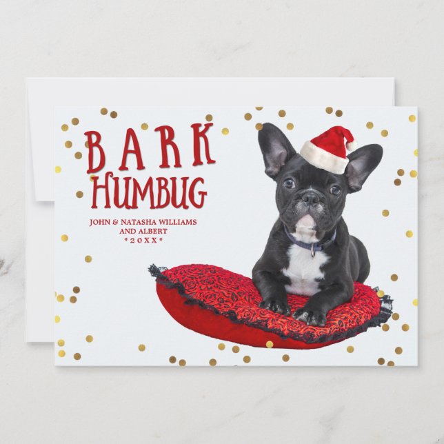 BARK Humbug Cute Dog Lovers Holiday Photo Card (Front)