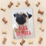 Bark Humbug Cute Puppy Dog | Holiday Photo<br><div class="desc">This modern dog themed holiday photo card features a red whimsical greeting "bark humbug" over a full-bleed (to the edges) photo. It's the perfect whimsical design for any dog lover! It works very well with a colour or black and white photo. Tip: On the back, you can add another photo...</div>