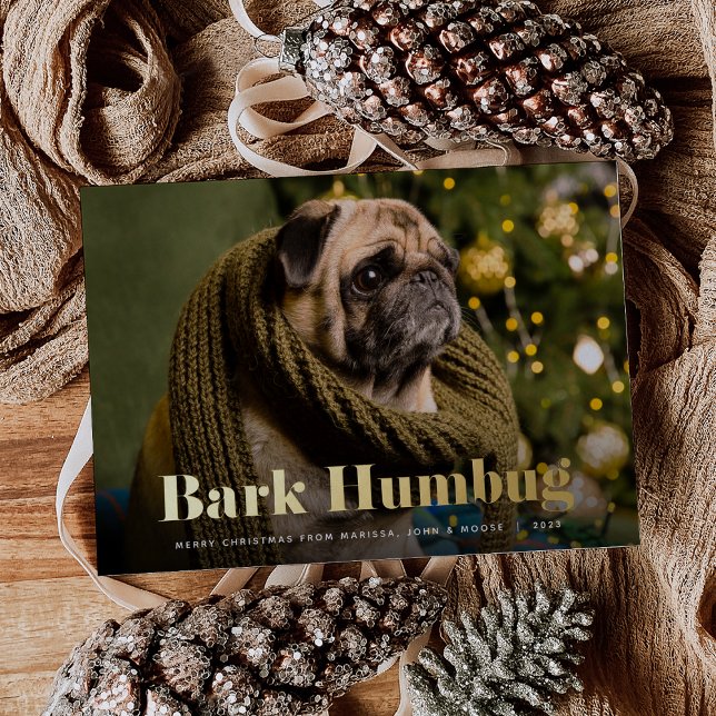 Bark Humbug | Pet Photo Foil Holiday Card (Creator Uploaded)