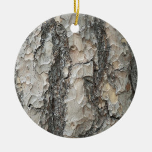 Bark Pine Wood Ceramic Ornament