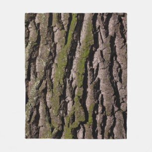 Bark tree oak moss trunk wood fleece blanket