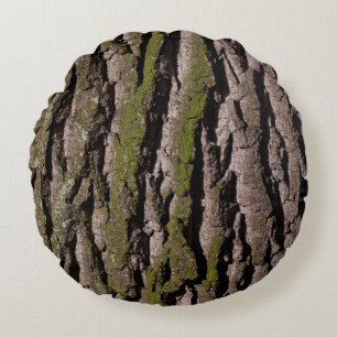 Bark tree oak moss trunk wood round cushion