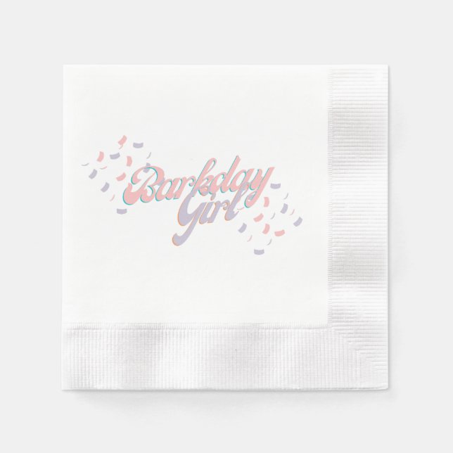 Barkday Girl Paper Napkin (Front)