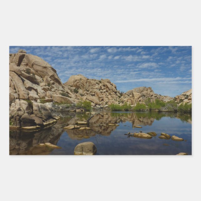 Barker Dam Reflection at Joshua Tree I Rectangular Sticker (Front)