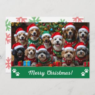 Barkin' Around the Christmas Tree Dog Personalized Holiday Card