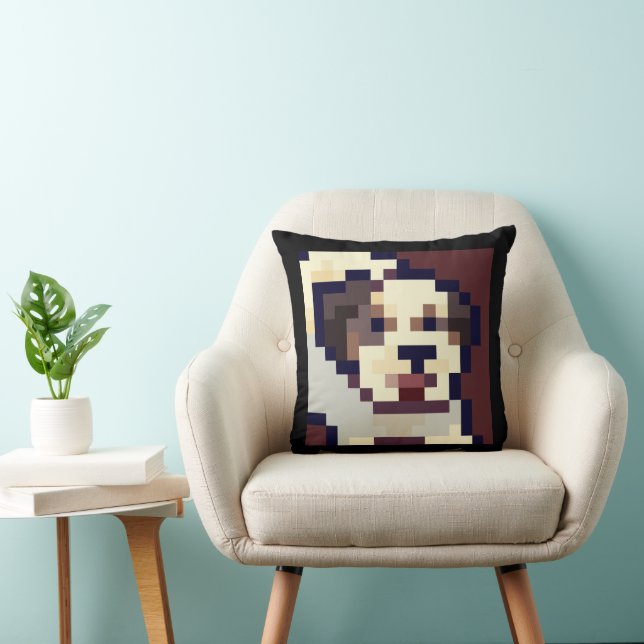 Barking dog. Pixel Art, pixelart Cushion (Chair)