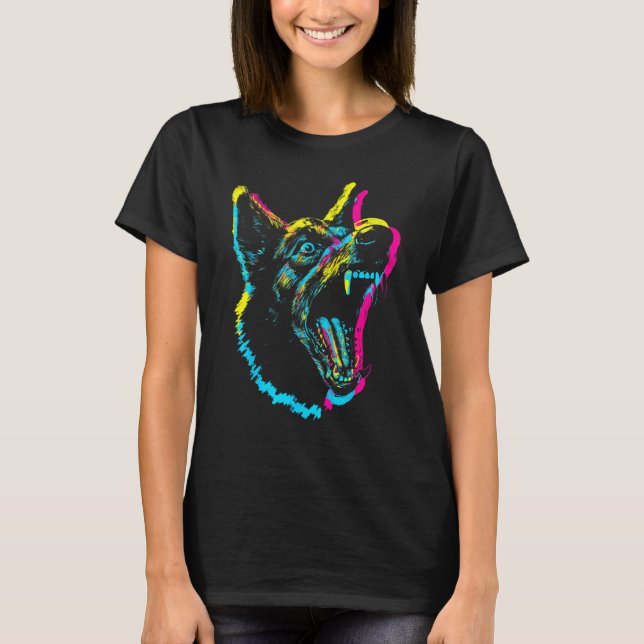 Barking Dog Punk Gothic Rave Wear Edgy EDM Grunge  T-Shirt (Front)