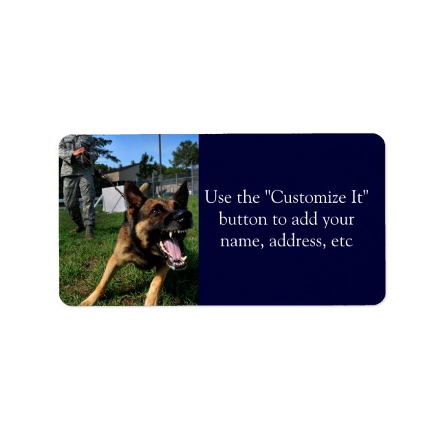 Barking German Shepherd Label (Front)