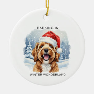 Barking in a Winter Wonderland Dog Christmas Ceramic Ornament