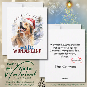 Barking in a Winter Wonderland Flat Christmas Card