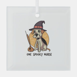 Barks and Bandages One Spooky Nurse Dog Design Glass Tree Decoration