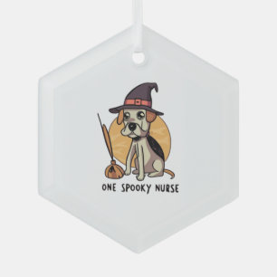 Barks and Bandages One Spooky Nurse Dog Design Glass Tree Decoration