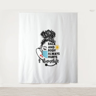 Barks and Bandages One Spooky Nurse Dog Design Tapestry