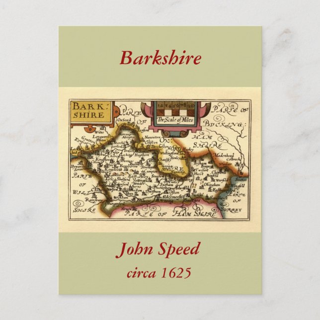 "Barkshire" Berkshire County Map, England Postcard (Front)