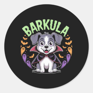 Barkula Cute Dog Halloween Vampire Classic Round Sticker