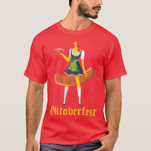 Barmaid Oktoberfest Funny German Woman Dirndl Brat T-Shirt