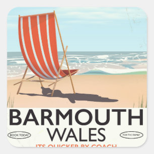 Barmouth North wales vintage travel poster Square Sticker