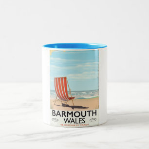 Barmouth North wales vintage travel poster Two-Tone Coffee Mug