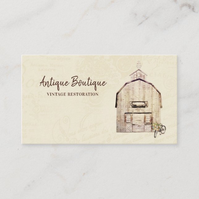 Barn and Bicycle Vintage Restoration Business Card (Front)