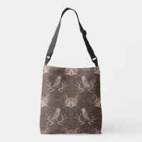 Barn and Hoot Owl Over a Brown Moss Pattern