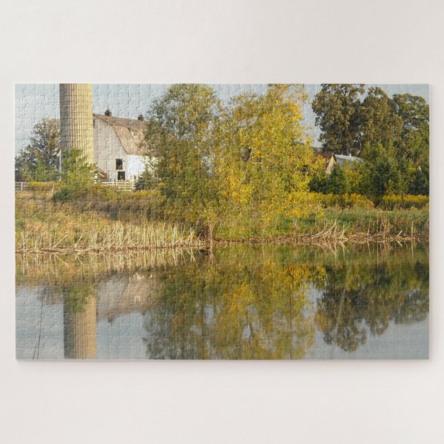 Barn and Pond Reflection Jigsaw Puzzle (Horizontal)