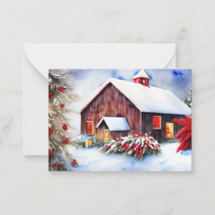 Barn and snow budget mini Christmas Card