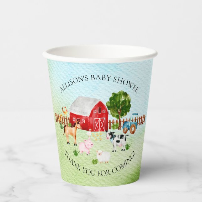 Barn Animals  Baby Shower  Paper Cups (Front)