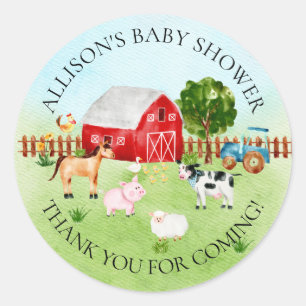 Barn Animals  Baby Shower Thank You Sticker