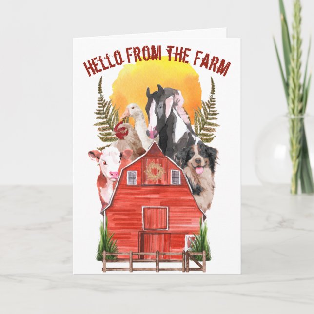 Barn Animals Hello From the Farm Greeting Card (Front)