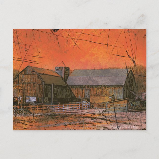 Barn at Sunset Postcard (Front)