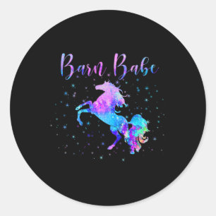 Barn Babe Funny Horse Owner Equestrian Rider Girls Classic Round Sticker