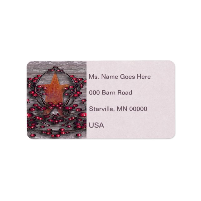 Barn boards Rusted Star Label (Front)