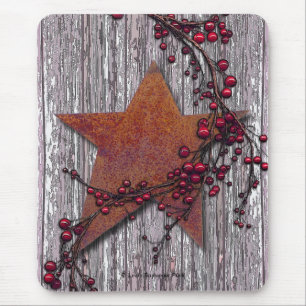 Barn Boards With Rusted Star Mouse Pad