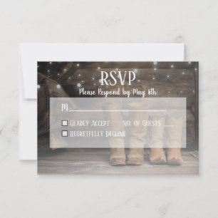 Barn & Boots Rustic Cowboy Western Wedding RSVP Card