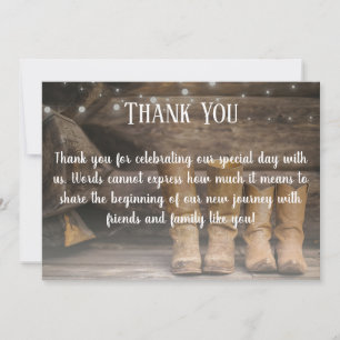 Barn & Boots Rustic Cowboy Western Wedding Thank You Card