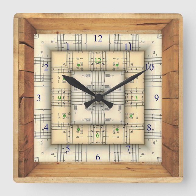Barn Box Frame Time Machine ~ Strange Encounter ~ Square Wall Clock (Front)