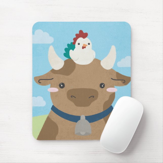 Barn Buddies - Cow & Chick Mouse Pad (With Mouse)