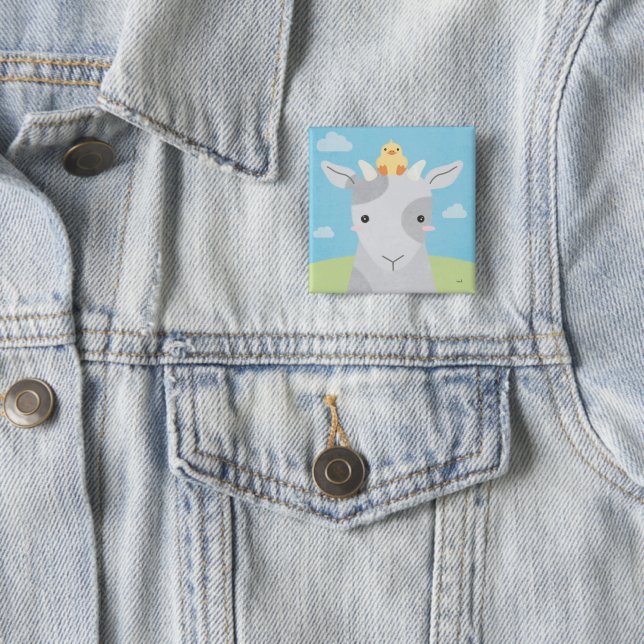 Barn Buddies - Goat & Chick 15 Cm Square Badge (In Situ)
