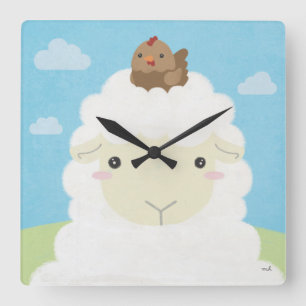 Barn Buddies - Sheep & Chick Square Wall Clock