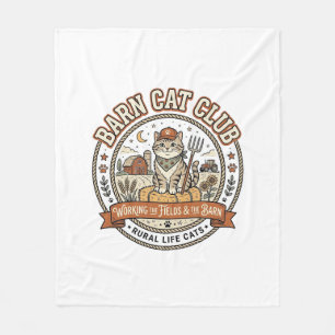 Barn Cat Club Cat Farmer Farm Animal Mashup Cat Vi Fleece Blanket