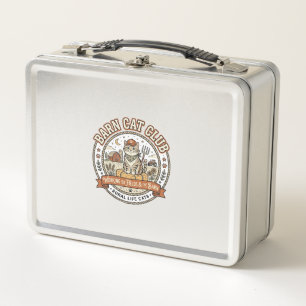 Barn Cat Club Cat Farmer Farm Animal Mashup Cat Vi Metal Lunch Box
