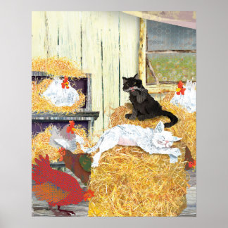 Barn cats napping poster