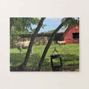 Barn & Cows, Rural North Carolina Canvas Print Mou Jigsaw Puzzle